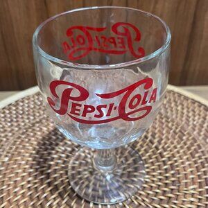 Vintage Pepsi-Cola Bartlett Collins Thumbprint Goblet Kings Crown Glass Rare